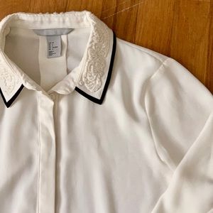 H&M Sheer Embellished Collar Blouse
